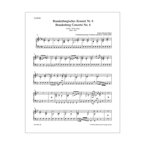 Brandenburg Concerto No. 6 | Cembalo/Basso continuo
