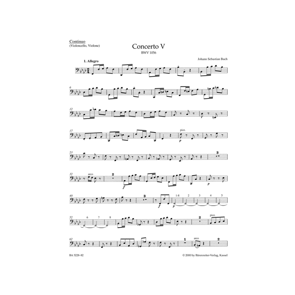 Bach - Harpsichord Concerto V | Cello/Kontrabas