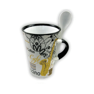 Cappuccino Mug | Saxofon | Vit